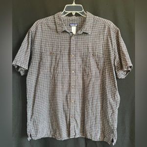 Patagonia Hemp Shirt Mens XXL 2XL Button Up Short Sleeve Striped 53138SP12